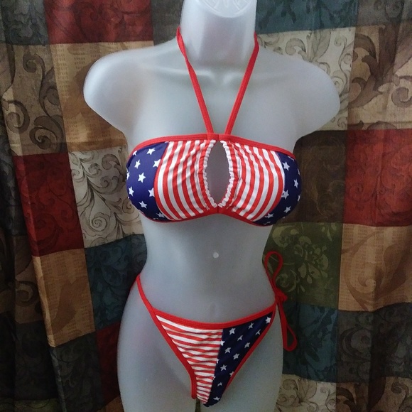 1 left American Flag Stars and Stripes Swimsuit - Picture 2 of 4